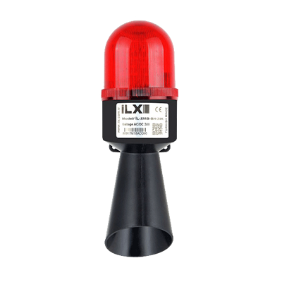 İL-XMB-QH-24K İLX 1 KATLI BORULU KORNA 70 mm ÇAP 24 V DC KIRMIZI MULTİ + BUZZER