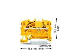 2001-1206 WAGO 2 İLETKENLİ RAY KLEMENSİ SARI 2.5 mm2 YÜKSÜKSÜZ / 1,5 mm2 YÜKSÜKLÜ